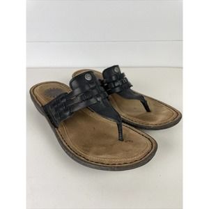 UGG Australia Jenaya Sandals Womens Flip Flop Thong Black Leather 7 Slip On